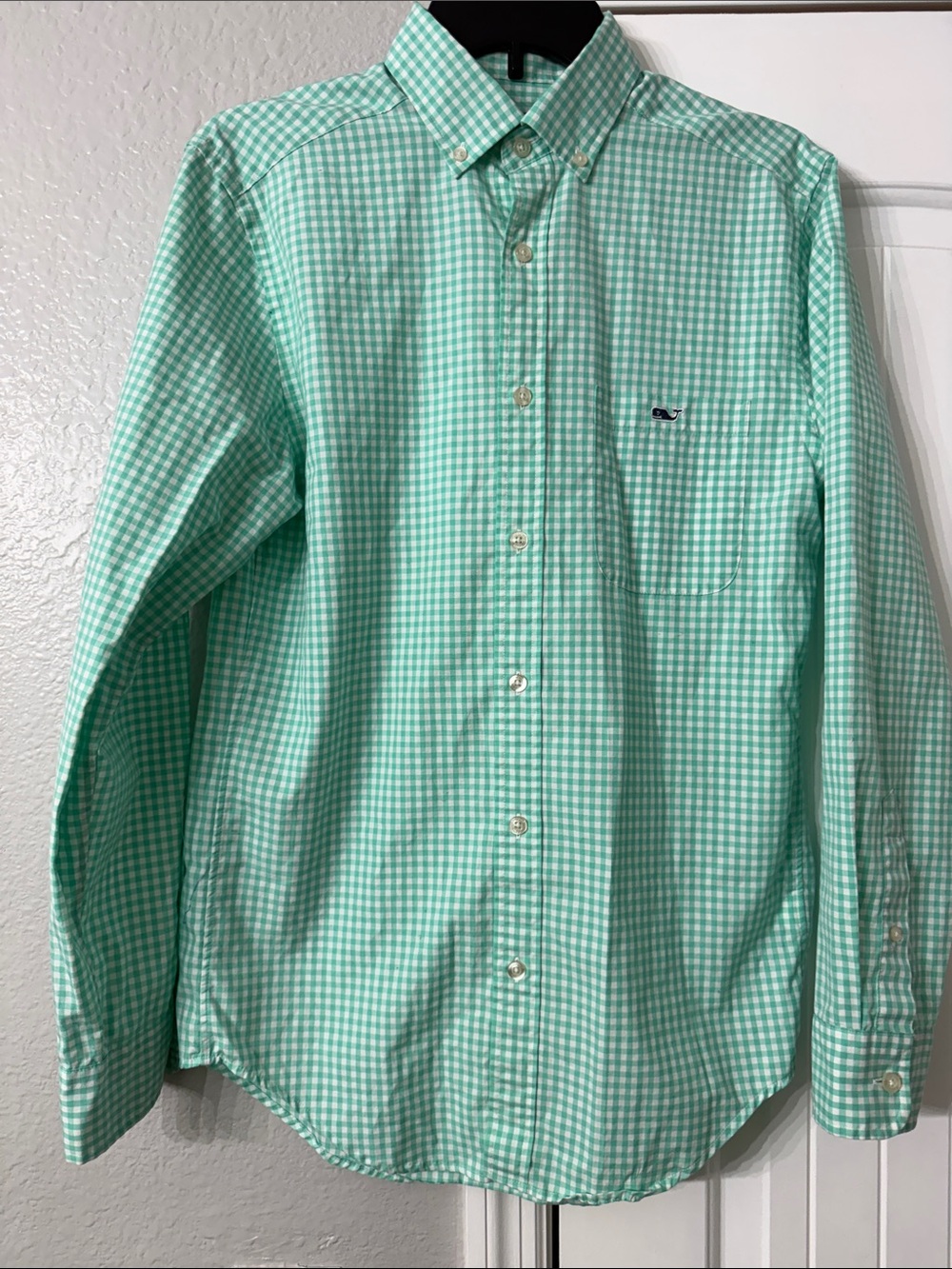 Vineyard Vines Men's Mint Green Gingham Button-Down Shirt